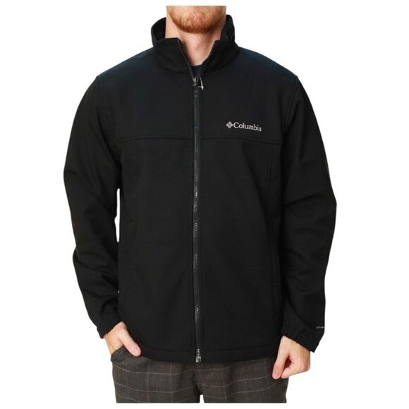 Columbia Mens Mt. Village Softshell Black Zip Up Windbreaker Jacket Sz S Zip up - Picture 1 of 6